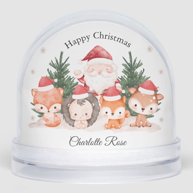 Kids Santa Woodland Animals Snow Globe Gift Schneekugeln (Vorderseite)