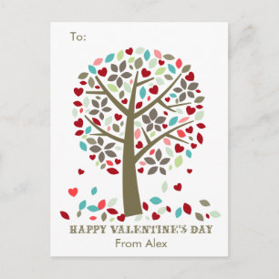 Kids School Classroom Valentine Cards Modern Tree Feiertagspostkarte