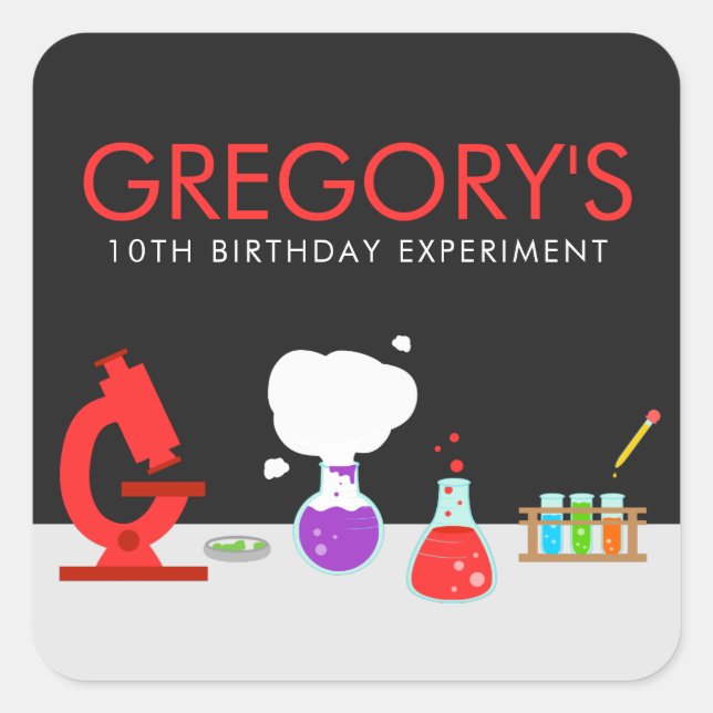 Kids Science Party Quadratischer Aufkleber (Vorderseite)