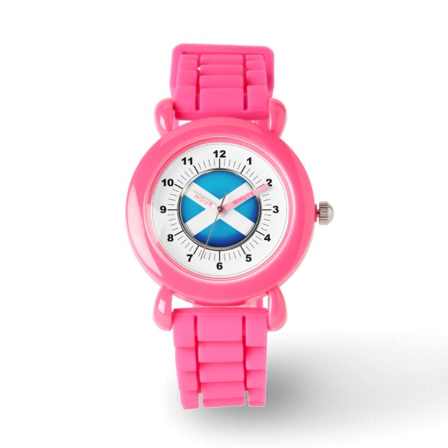 Kid's Scotland Flag Pink Glitzer Strap Watch Armbanduhr (Vorderseite)