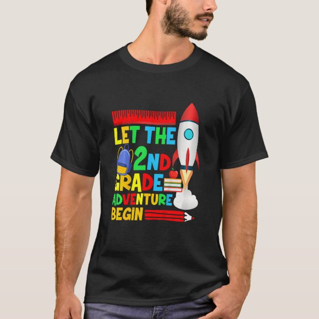 Kids Second Grade Let The 2nd Grade Adventure Begi T-Shirt (Vorderseite)