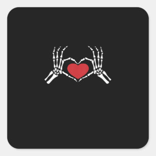 Kids Skeleton Hand Heart Valentinstag Coole Klasse Quadratischer Aufkleber