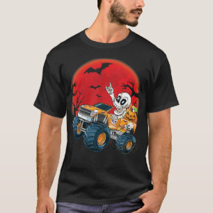 Kids Skelett Monster Truck Halloween Kürbis Streic T-Shirt