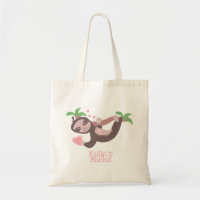 Kids Sloth Hearts Clouds Library Book Tot Bag