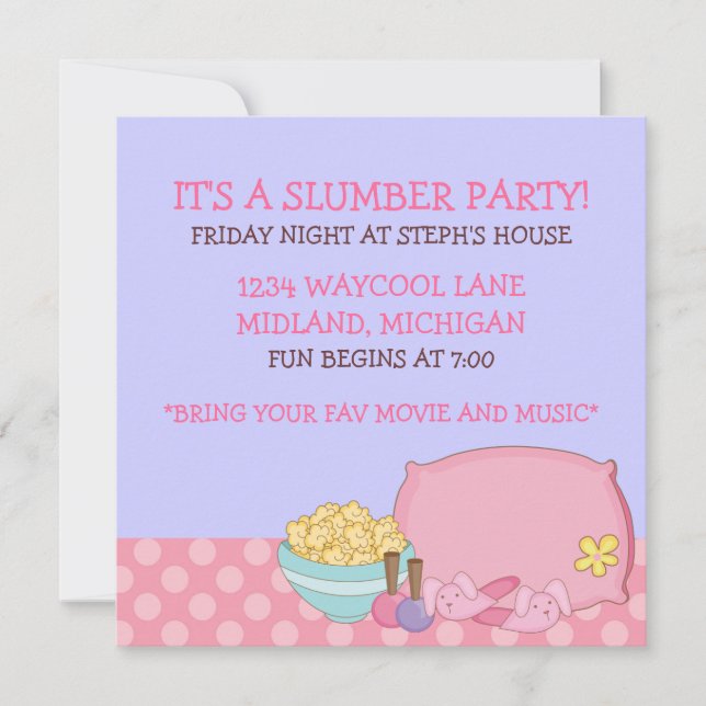 Kids Slumber Party Einladungen (Vorderseite)