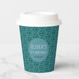 Kids Soccer Ball Blue Boys Birthday Party Pappbecher