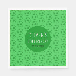Kids Soccer Ball Green Boys Birthday Party Serviette