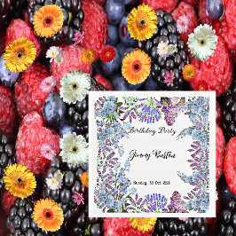 Kids Soft Pastel Blue Lilac Hydrangea Bud Geburtst Serviette