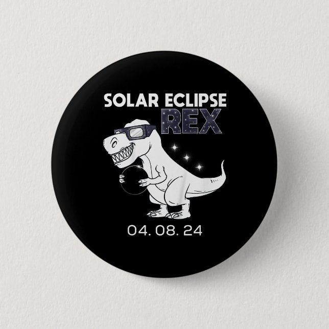 Kids Solar Eclipse T Rex 04.08.2024 Dino Fun Toddl Button (Vorderseite)
