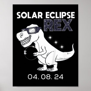 Kids Solar Eclipse T Rex 04.08.2024 Dino Fun Toddl Poster