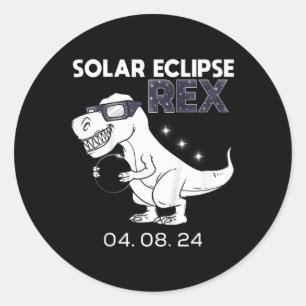 Kids Solar Eclipse T Rex 04.08.2024 Dino Fun Toddl Runder Aufkleber
