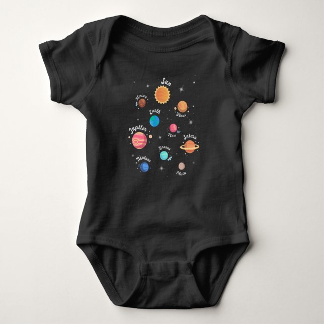 Kids Solar System Planets Wissen Weltraum Baby Strampler (Vorderseite)