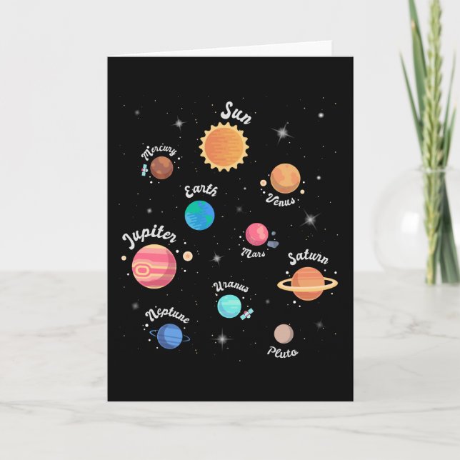 Kids Solar System Planets Wissen Weltraum Karte (Vorderseite)