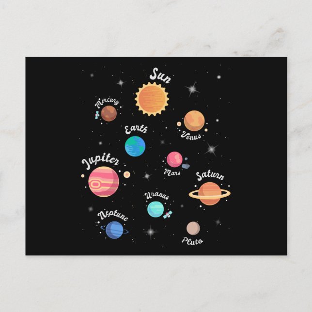 Kids Solar System Planets Wissen Weltraum Postkarte (Vorderseite)