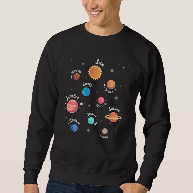 Kids Solar System Planets Wissen Weltraum Sweatshirt (Vorderseite)