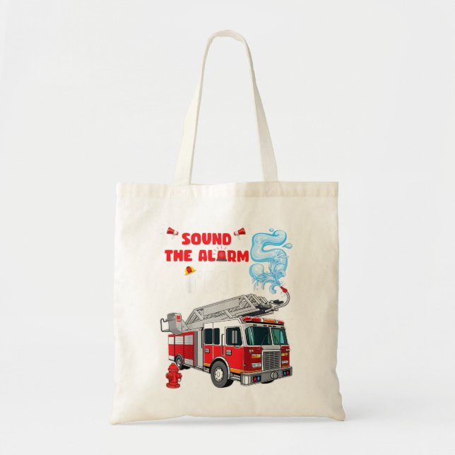 Kids Sound the Alarm Ich bin 5! Kids Fire Truck Fi Tragetasche (Vorne)