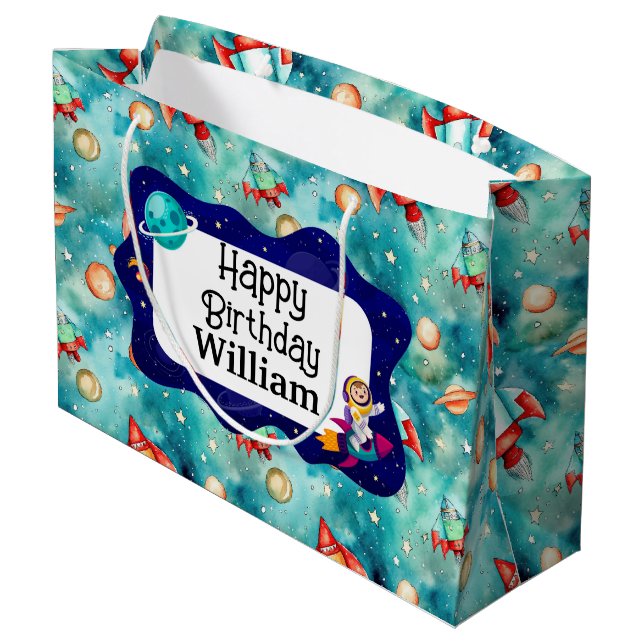 Kids Space Explorer Große Geschenktüte (Rückseite Schrägansicht)