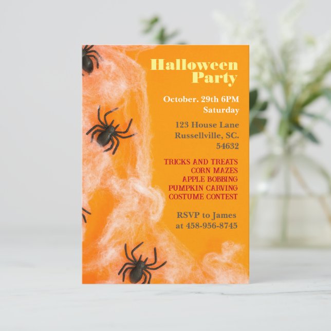 Kids Spider Halloween-Party Einladung (Stehend Vorderseite)