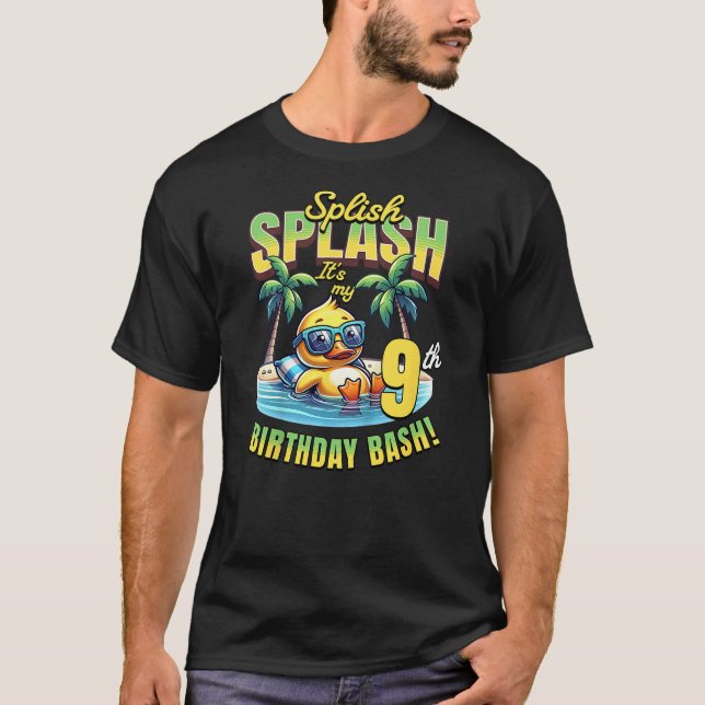 Kids Splish Splash 9th Birthday Bash Duck Beach Po T-Shirt (Vorderseite)