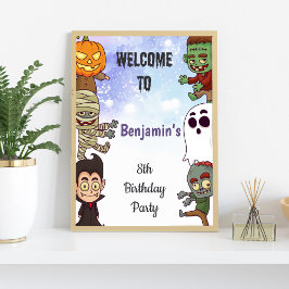 Kids Spooky Halloween-Party Signs Poster