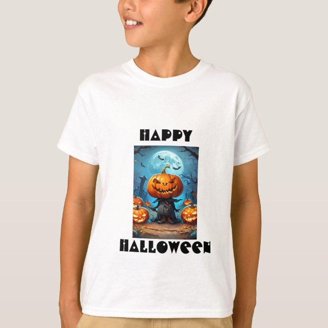 Kids Spooky Halloween Pumpkin T - Shirt (Vorderseite)