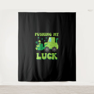 Kids St Patricks Day Bulldozer Pushing My Luck Sai Wandteppich