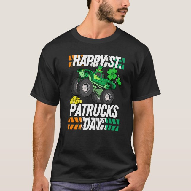Kids St. Patricks Day Funny Monster Truck St. Pa T-Shirt (Vorderseite)