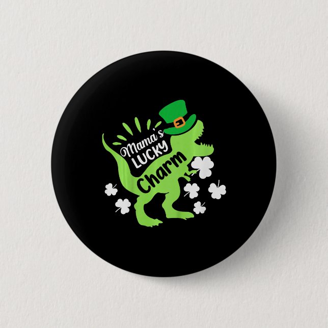 Kids St Patricks Day Mamas Glücksbringer-Dinosauri Button (Vorderseite)