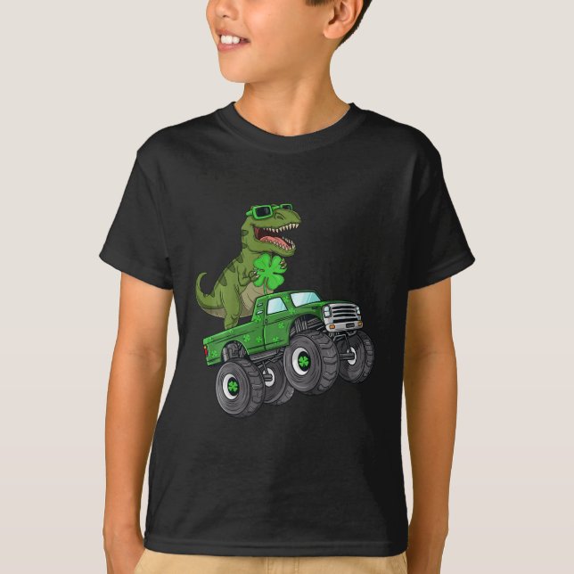 Kids St Patricks Day Rex Monster Truck to Rex T-Shirt (Vorderseite)