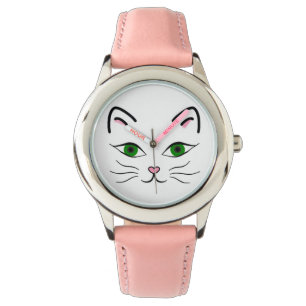 Kid's Stainless Steel Watch - Kitty Face Armbanduhr