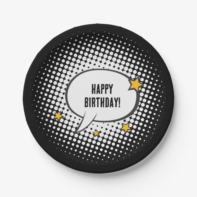 Kids Superhero Cartoon Movie Party Pappteller (Vorderseite)