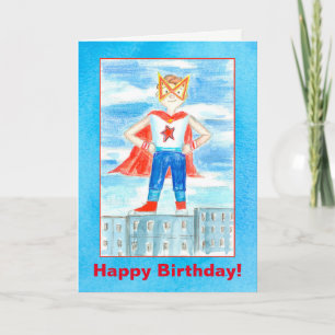Kids Superhero Happy Birthday Karte