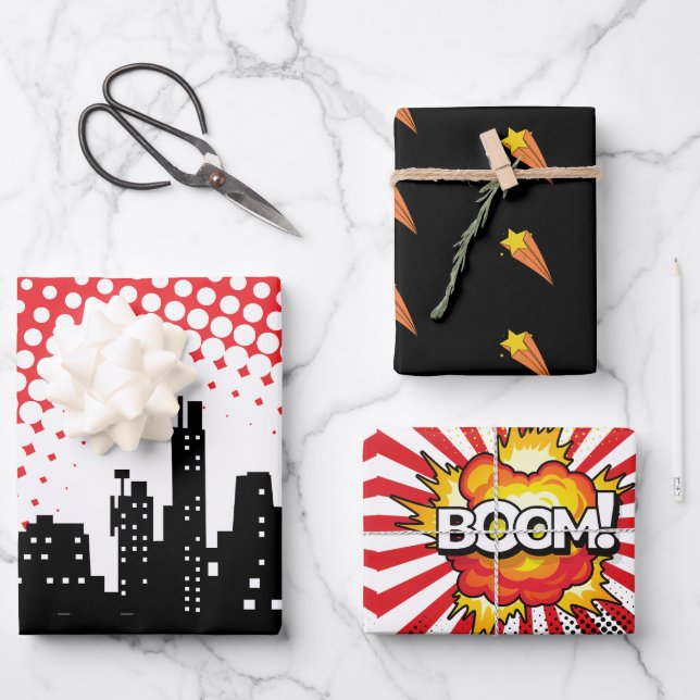 Kids Superhero Party Cartoon Movie Geschenkpapier Set (Vorderseite)