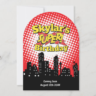 Kids Superhero Party Einladung - RIP 20 Beerdigung