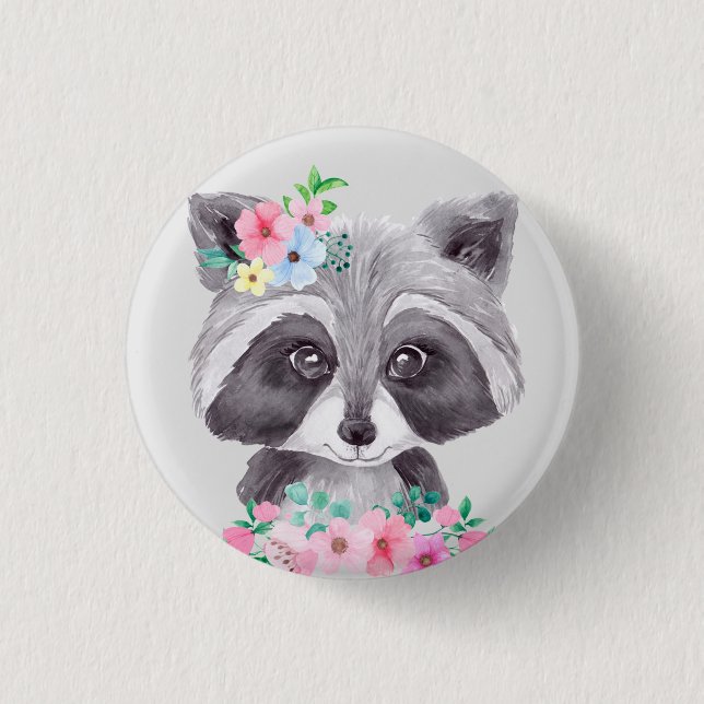 Kids Sweet Racoon Button (Vorderseite)