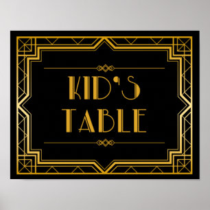 Kid's Table Wedding Sign   Gatsby Art Deco Poster