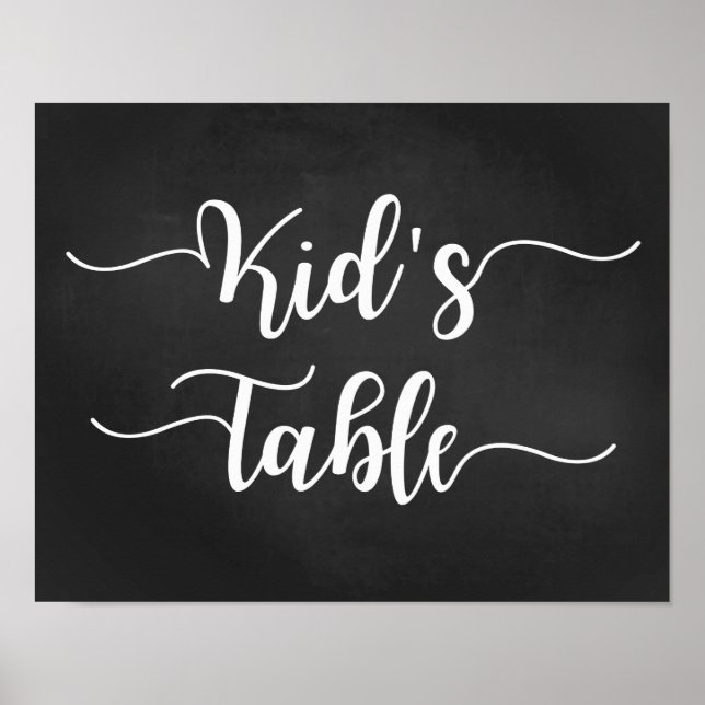 Kid's Table Wedding Sign | Modern Calligraphy Sign Poster (Vorne)