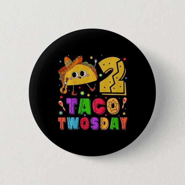 Kids Taco Twosday - Dos Kindergeburtstag 2 J Button (Vorderseite)
