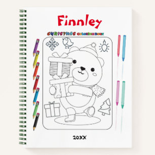 Kids Teddy Bear Christmas Coloring Sketchbook Notizbuch