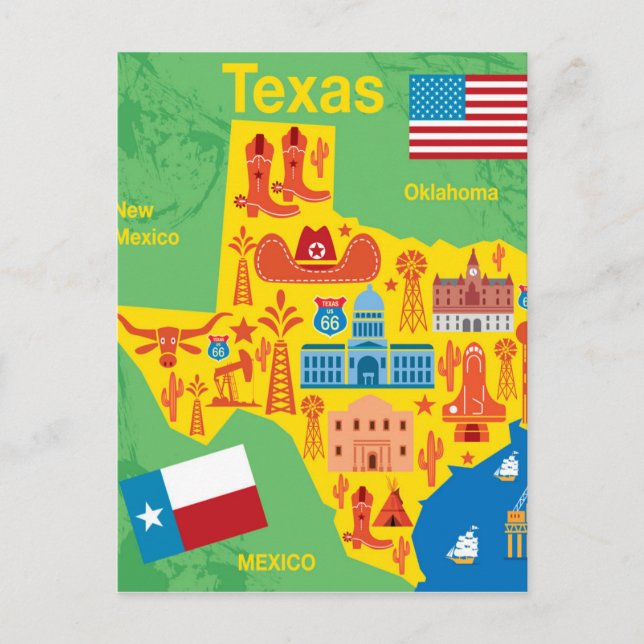 Kids Texas Map Postkarte (Vorderseite)