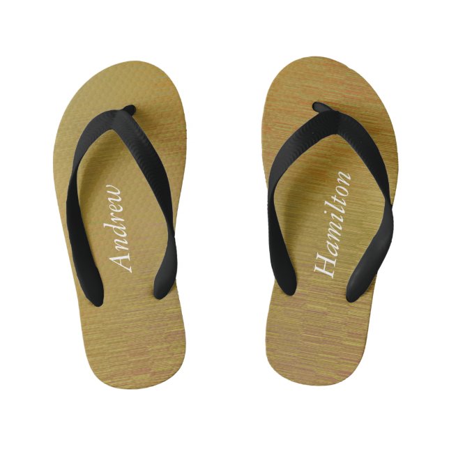 Kids Textured Gold Flops Flops mit Ihrem Namen Kinderbadesandalen (Fußbett)