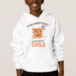 Kids' "The World Unfolds Its Beauty" Smiling Leaf  Hoodie