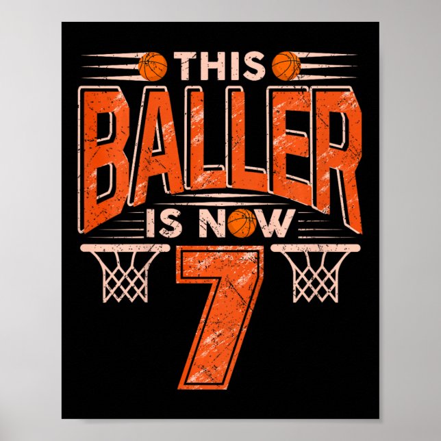 Kids this byller ist jetzt 7 Yo Boys Girls Bysketb Poster (Vorne)