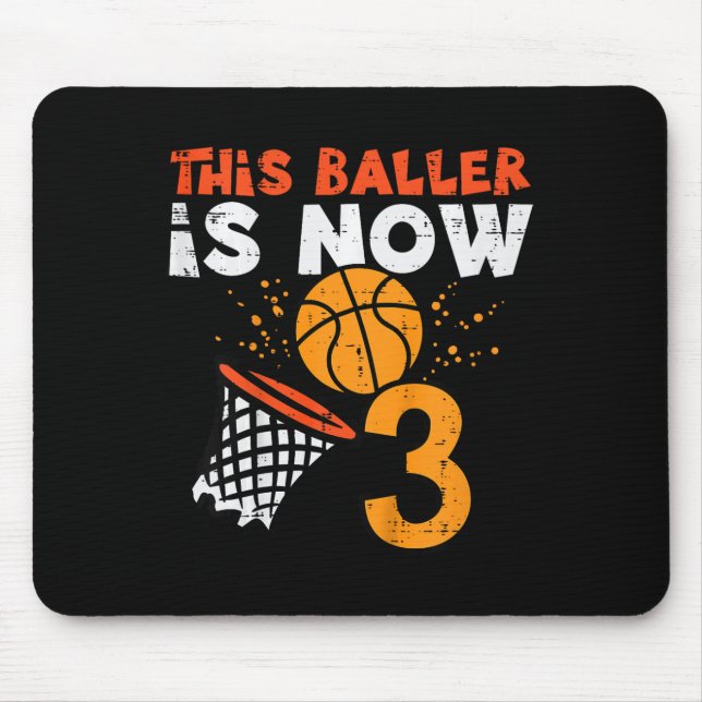 Kids This Ller Is Now 3 Sketll 3rd Birthday Bday B Mousepad (Vorne)