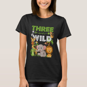 Kids Three Ever Wild 3rd Birthday Zoo Safari Jungl T-Shirt