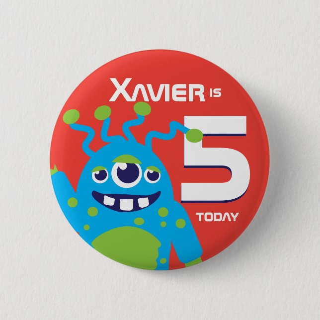 Kids three eyed alien name age button (Vorderseite)