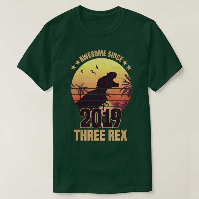 Kids Three Re 3rd Birthday Dinosaur 3 year old  T-Shirt (Design vorne)