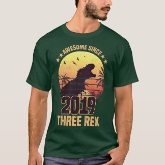 Kids Three Re 3rd Birthday Dinosaur 3 year old  T-Shirt