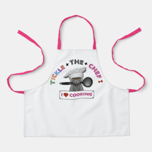 Kids 'Tickle the Koch' Funny Cat Schürze Pink Lett