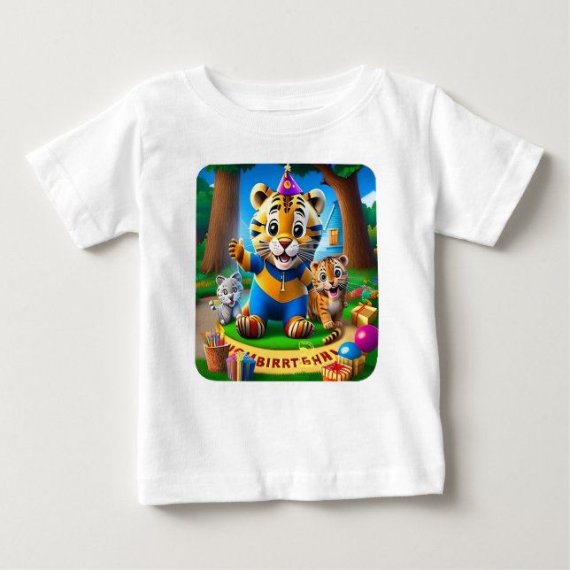 Kids Tiger’s Neighborhood 2nd Birthday Baby T-shirt (Vorderseite)